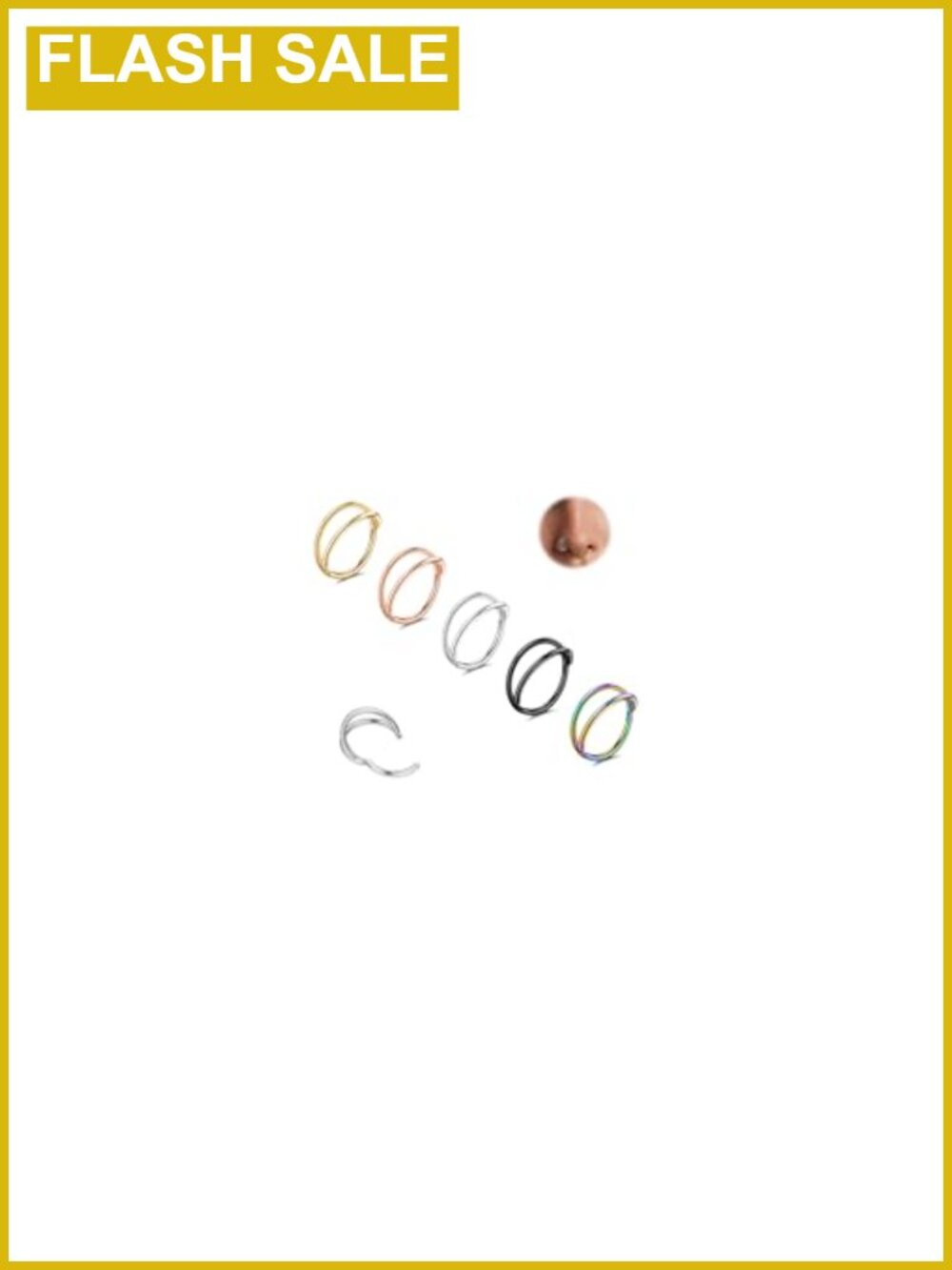 Stainless Steel Hinged Clicker Nose Hoop Rings 16G 18G 20G Body Piercing Jewelry